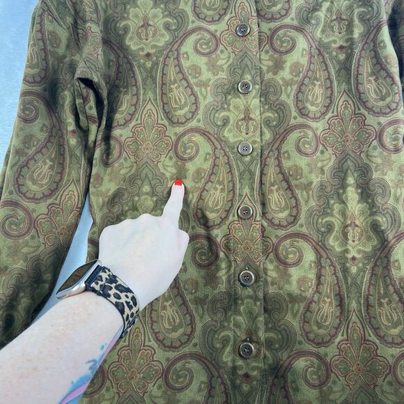 Escada 34 US S Top Blouse Gold Paisley Wool Silk Shirt Margaretha Ley Designer - Picture 5 of 13